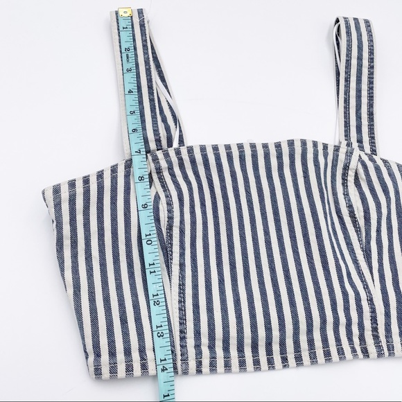 NEW Zara Striped Denim Crop Top Blue & White Sleeveless Square Neck Size Medium - Picture 13 of 14